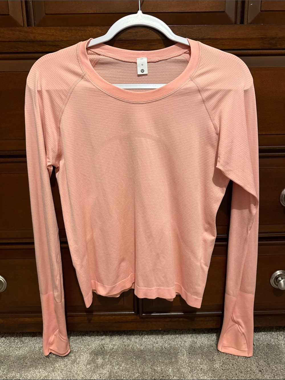 lululemon athletica Peach-Blend Long Sleeve Crew race length